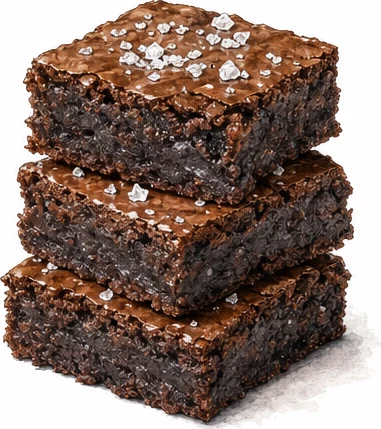 Illustration de brownies au chocolat et à la fleur de sel