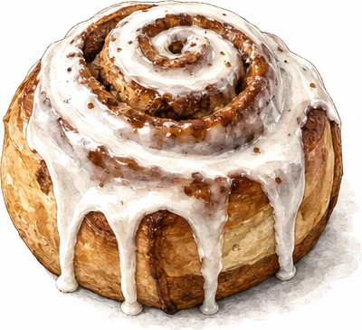 Illustration d'un cinnamon roll nappé de glaçage